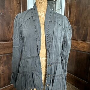 Free People Gray Ruffled Jacket